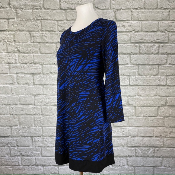 Calvin Klein Cobalt Blue, Black Abstract Dress - Picture 2 of 5